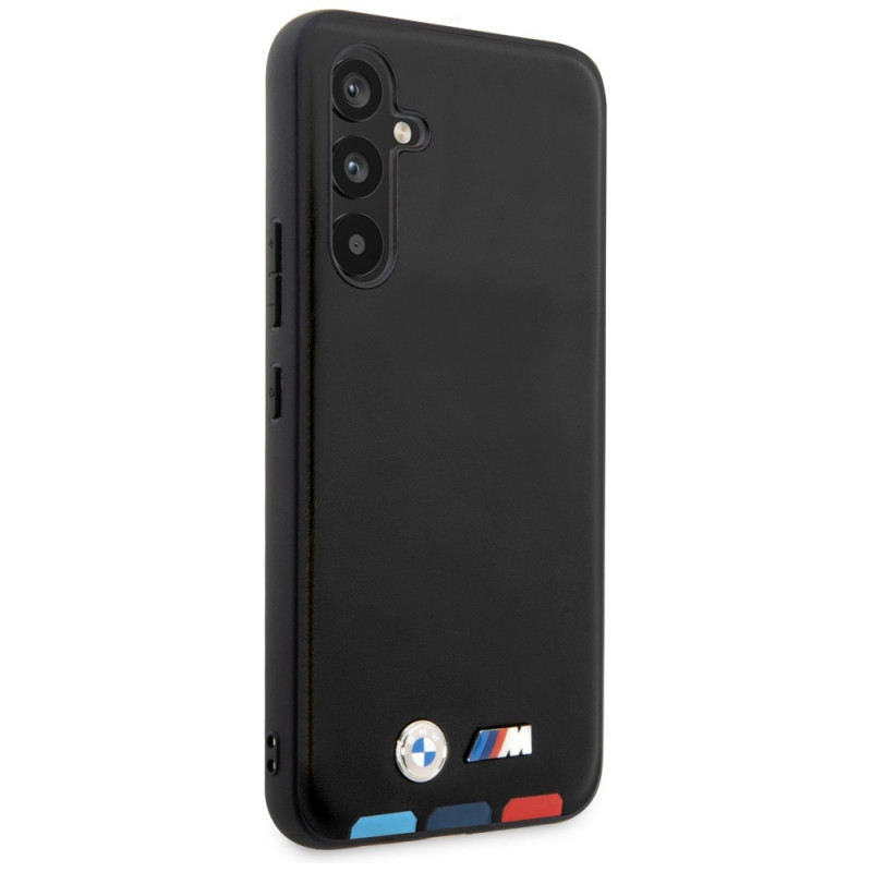 BMW BMHCSA5422PTDK Leather Stamp Tricolor -kovakuori Samsung Galaxy A54 (A546) -puhelimelle, musta