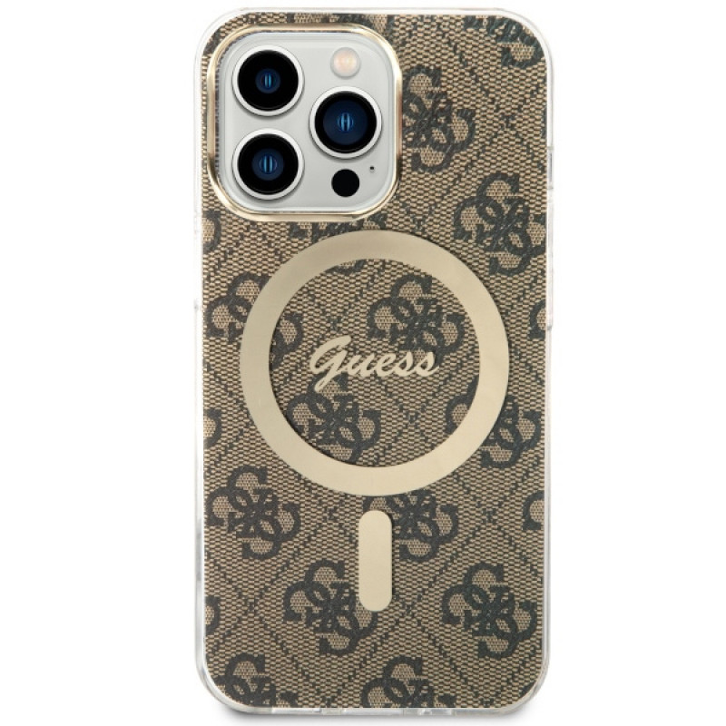 Guess GUHMP13LH4STW 4G MagSafe -kovakotelo Apple iPhone 13 Pro -puhelimelle, ruskea