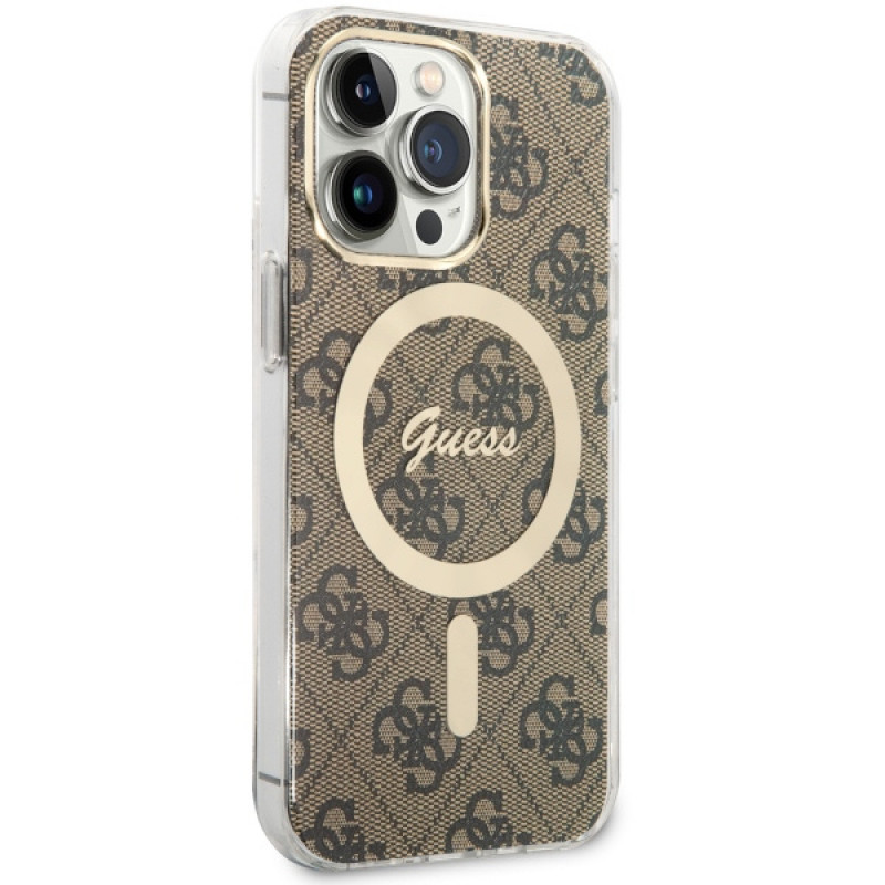 Guess GUHMP13LH4STW 4G MagSafe -kovakotelo Apple iPhone 13 Pro -puhelimelle, ruskea