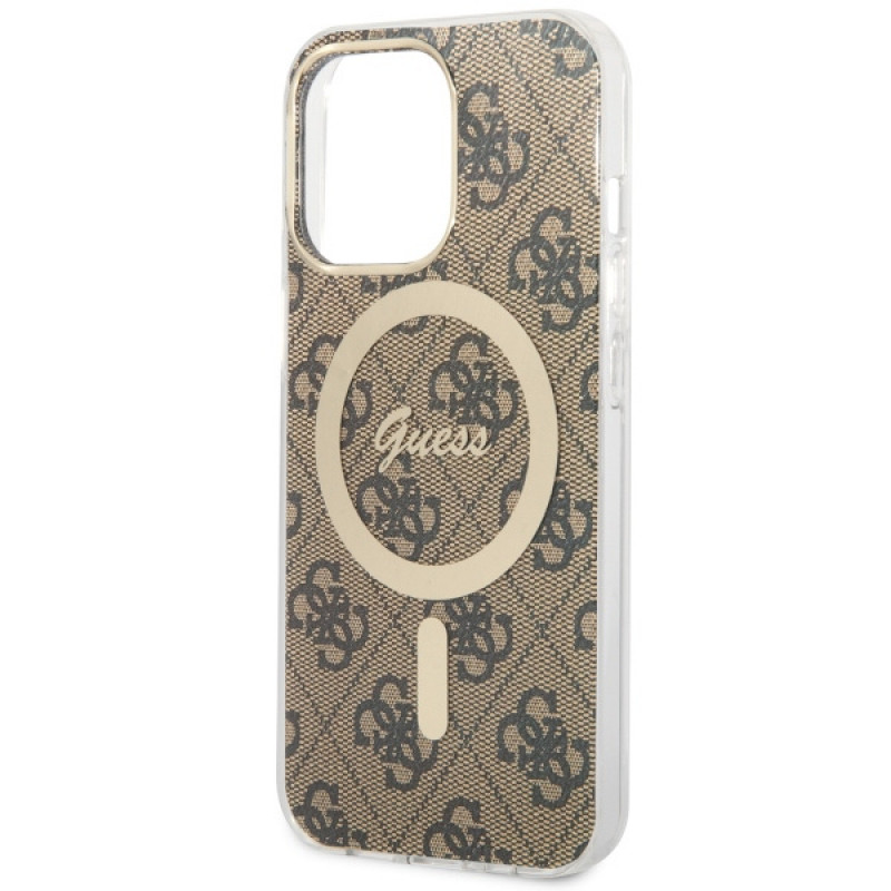 Guess GUHMP13LH4STW 4G MagSafe -kovakotelo Apple iPhone 13 Pro -puhelimelle, ruskea