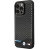 BMW BMHCP13X22NBCK Leather Carbon -kovakotelo Apple iPhone 13 Pro Max -puhelimelle, musta