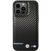 BMW BMHCP13X22NBCK Leather Carbon -kovakotelo Apple iPhone 13 Pro Max -puhelimelle, musta
