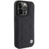 BMW BMHCP15X22RQDK Leather Quilted -nahkakotelo Apple iPhone 15 Pro Max -puhelimelle, musta