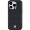 BMW BMHCP15X22RPSK Leather Seats Pattern -kovakotelo Apple iPhone 15 Pro Max -puhelimelle, musta