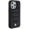BMW BMHCP15X22RPSK Leather Seats Pattern -kovakotelo Apple iPhone 15 Pro Max -puhelimelle, musta
