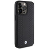 BMW BMHCP15X22RFGK Leather Diamond Pattern -kotelo Apple iPhone 15 Pro Max -puhelimelle, musta