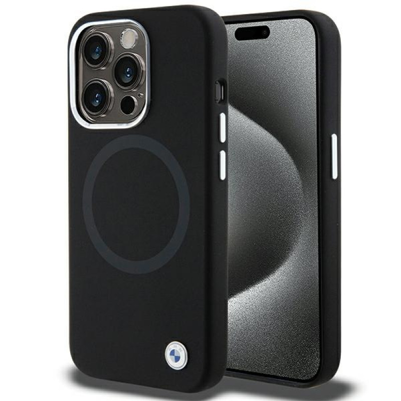 BMW BMHMP15LSILBK2 Signature Liquid Silicone MagSafe -suojakuori Apple iPhone 15 Pro -puhelimelle, musta