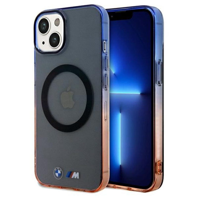 BMW BMHMP15MHTGE Gradient Bumper MagSafe -kovakotelo Apple iPhone 15 Plus / 14 Plus -puhelimelle, harmaa