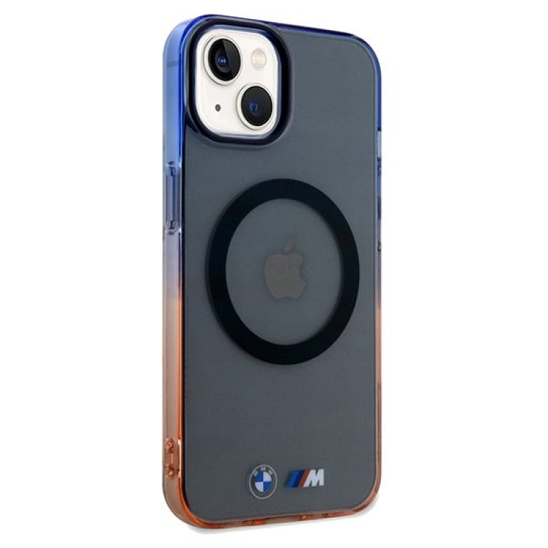 BMW BMHMP15MHTGE Gradient Bumper MagSafe -kovakotelo Apple iPhone 15 Plus / 14 Plus -puhelimelle, harmaa
