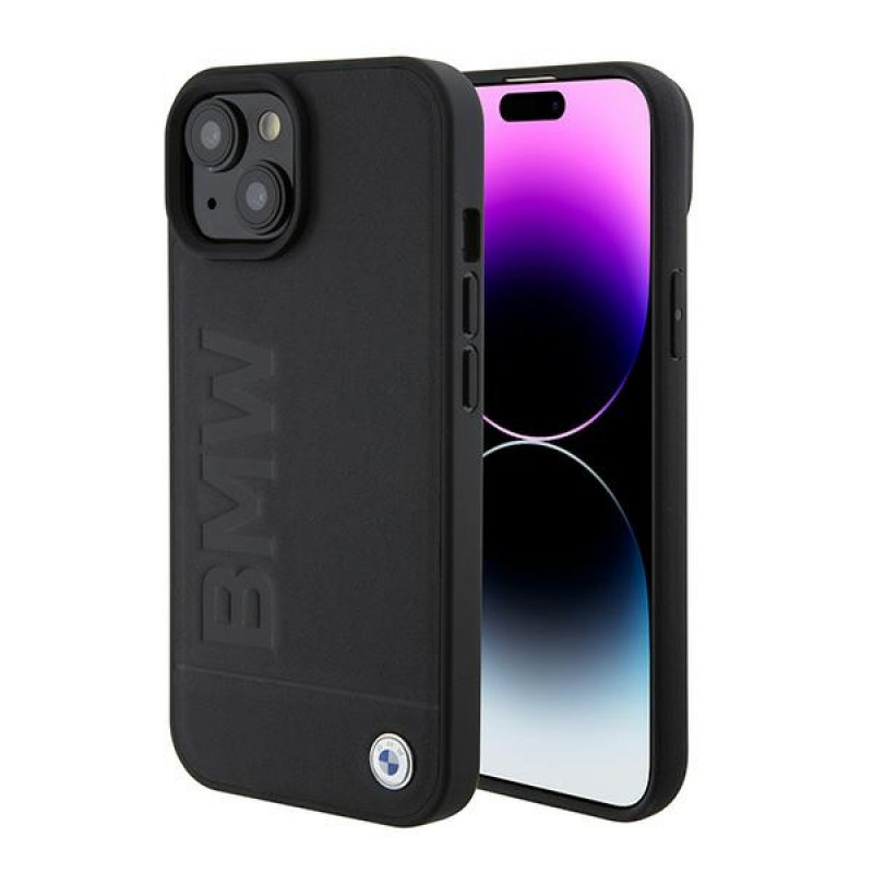 BMW BMHMP15SSLLBK Signature Logo Imprint MagSafe -kovakotelo Apple iPhone 15 -puhelimelle, musta