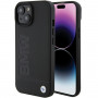 BMW BMHMP15MSLLBK Leather Hot Stamp MagSafe -nahkakotelo Apple iPhone 15 Plus / 14 Plus -puhelimelle, musta