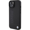 BMW BMHMP15MSLLBK Leather Hot Stamp MagSafe -nahkakotelo Apple iPhone 15 Plus / 14 Plus -puhelimelle, musta