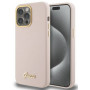 Guess GUHCP15XSMBSLP Silicone Script Metal Logo & Frame -kovakotelo Apple iPhone 15 Pro Max -puhelimelle, pinkki