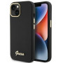 Guess GUHCP15SSMBSLK Silicone Script Metal Logo & Frame -kovakotelo Apple iPhone 15 / 14 / 13 -puhelimelle, musta