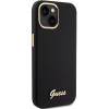 Guess GUHCP15SSMBSLK Silicone Script Metal Logo & Frame -kovakotelo Apple iPhone 15 / 14 / 13 -puhelimelle, musta