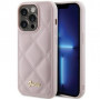 Guess GUHCP15LPSQSQSP Quilted Metal Logo -kovakotelo Apple iPhone 15 Pro -puhelimelle, pinkki