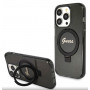 Guess GUHMP15LHRSGSK Ring Stand Script Glitter MagSafe -kovakotelo Apple iPhone 15 Pro -puhelimelle, musta