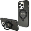 Guess GUHMP15LHRSGSK Ring Stand Script Glitter MagSafe -kovakotelo Apple iPhone 15 Pro -puhelimelle, musta