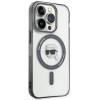 Karl Lagerfeld KLHMP15LHKHNOTK IML Karl's Head MagSafe -kovakotelo Apple iPhone 15 Pro -puhelimelle, läpinäkyvä