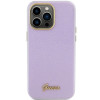 Guess GUHCP15XPGMCSL Glitter Glossy Script -kovakotelo Apple iPhone 15 Pro Max -puhelimelle, liila