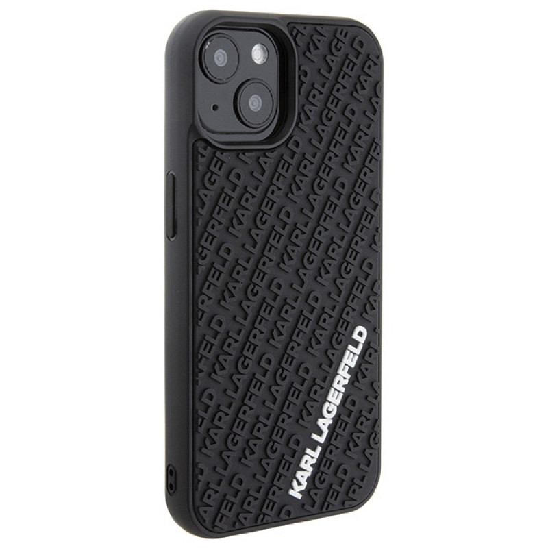 Karl Lagerfeld KLHCP15S3DMKRLK 3D Rubber Multi Logo -kovakotelo Apple iPhone 15 -puhelimelle, musta