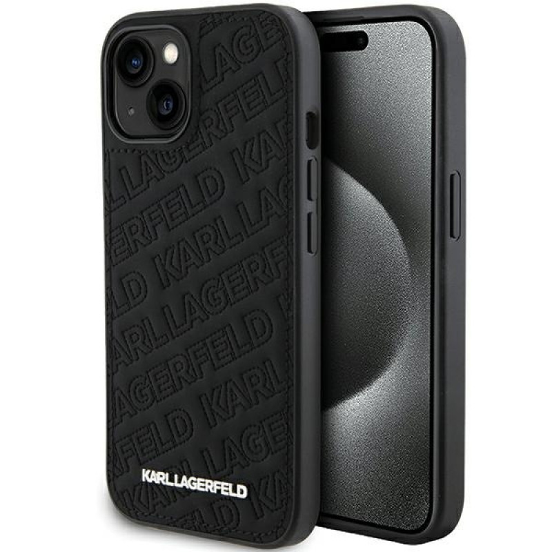 Karl Lagerfeld KLHCP15SPQKPMK Quilted K Pattern -kovakotelo Apple iPhone 15 -puhelimelle, musta