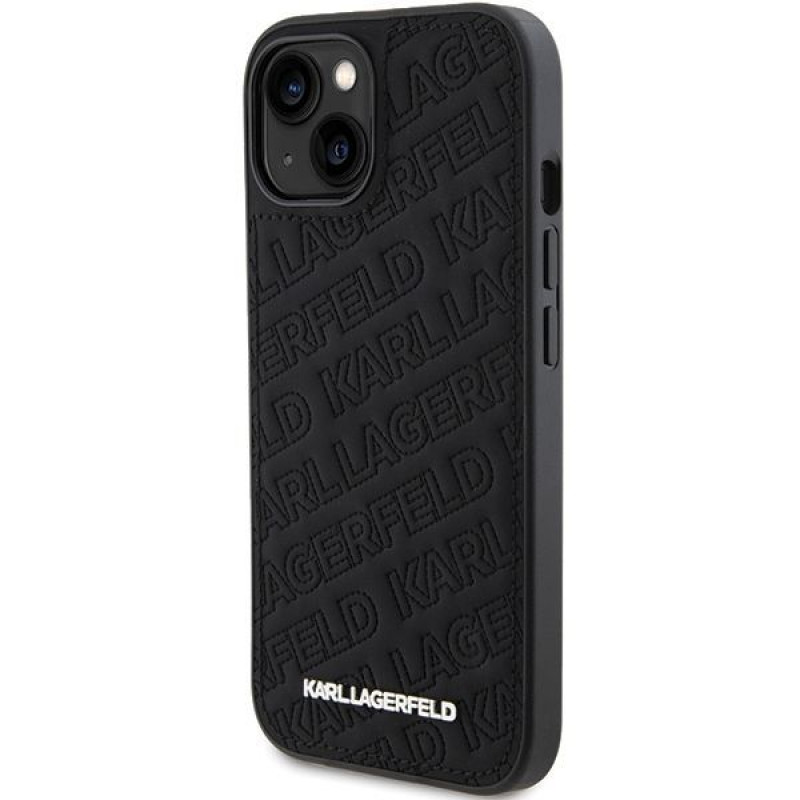 Karl Lagerfeld KLHCP15SPQKPMK Quilted K Pattern -kovakotelo Apple iPhone 15 -puhelimelle, musta