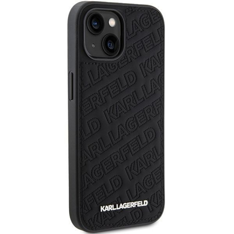 Karl Lagerfeld KLHCP15SPQKPMK Quilted K Pattern -kovakotelo Apple iPhone 15 -puhelimelle, musta