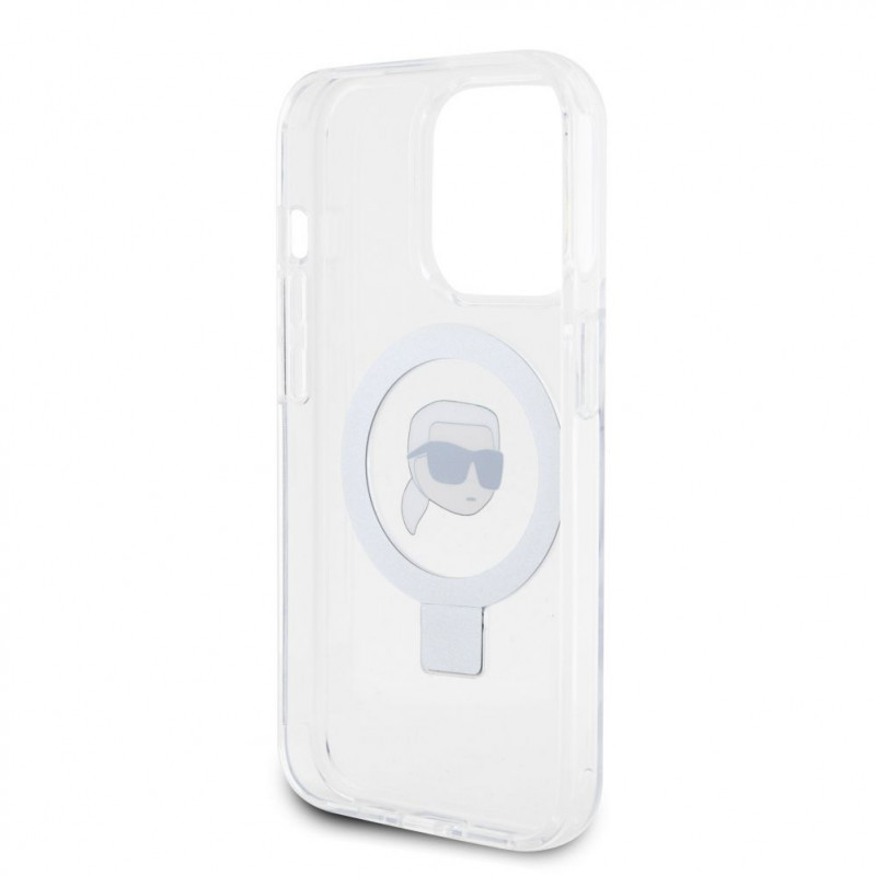 Karl Lagerfeld KLHMP15LHMRSKHH Ring Stand Karl Head MagSafe -kovakotelo Apple iPhone 15 Pro -puhelimelle