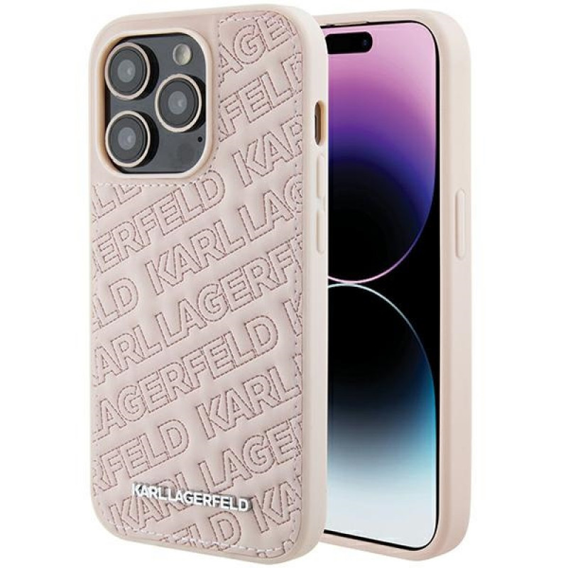 Karl Lagerfeld KLHCP15XPQKPMP Quilted K Pattern -kovakotelo Apple iPhone 15 Pro Max -puhelimelle, pinkki