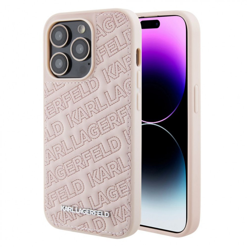 Karl Lagerfeld KLHCP15XPQKPMP Quilted K Pattern -kovakotelo Apple iPhone 15 Pro Max -puhelimelle, pinkki