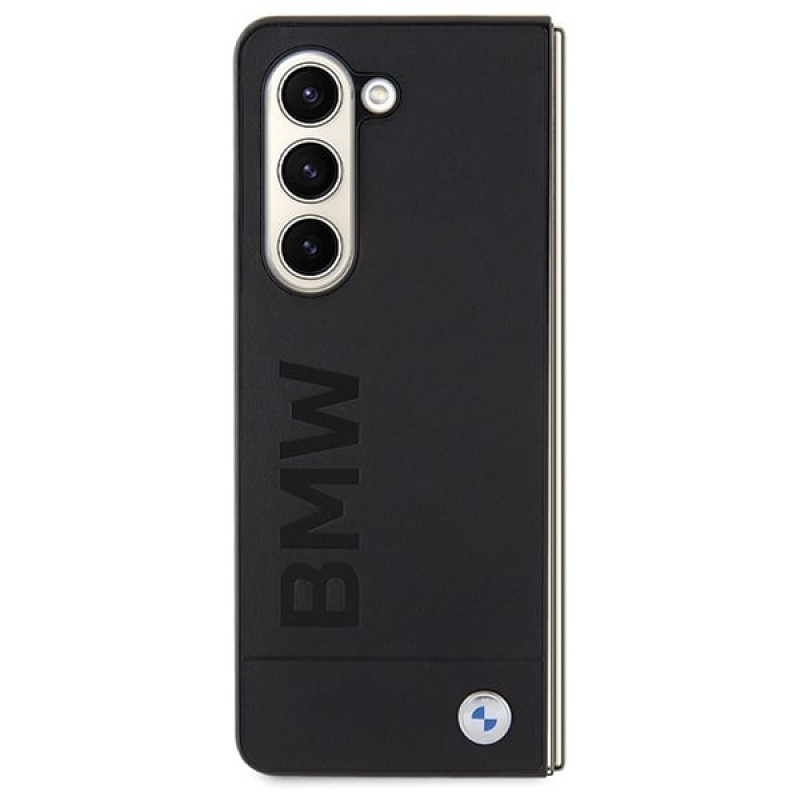BMW BMHCZFD5SLLBK Signature Logo Imprint -kovakotelo Samsung Galaxy Z Fold5 -puhelimelle, musta