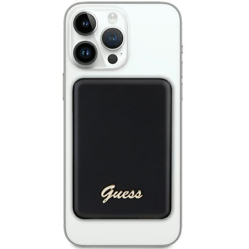 Guess GUPBM3ALGSGK varavirtalähde 3000 mAh, 5 W, MagSafe Metal Script Logo, musta