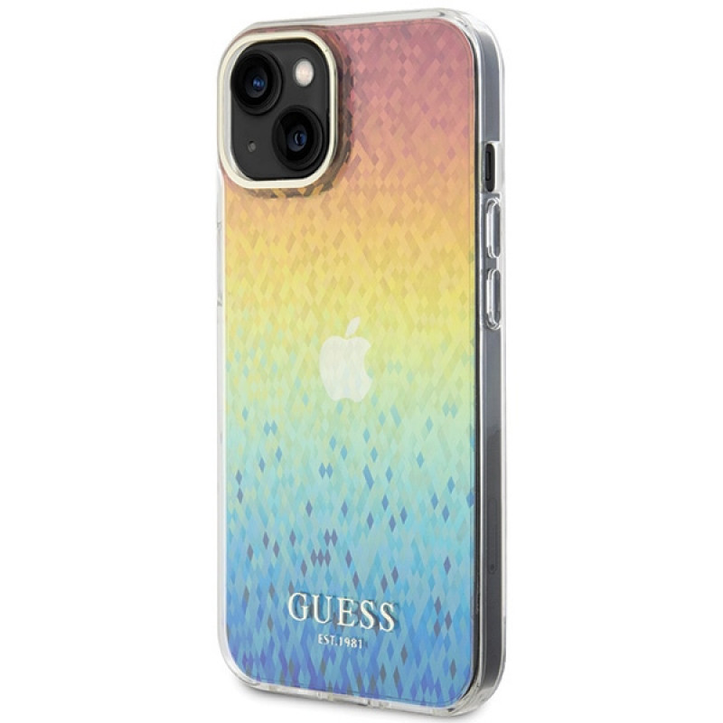 Guess GUHCP15SHDECMI IML Faceted Mirror Disco Iridescent -kovakotelo Apple iPhone 15 -puhelimelle, monivärinen
