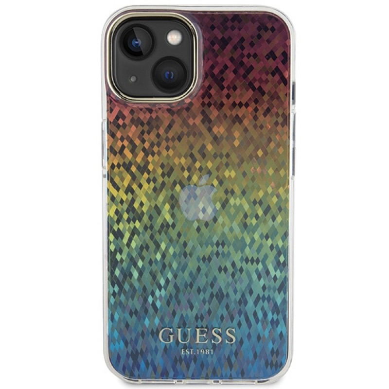 Guess GUHCP15SHDECMI IML Faceted Mirror Disco Iridescent -kovakotelo Apple iPhone 15 -puhelimelle, monivärinen