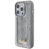 Guess GUHCP15LPSFDGSS Sequin Script Metal -kovakotelo Apple iPhone 15 Pro -puhelimelle, hopea