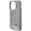 Guess GUHCP15LPSFDGSS Sequin Script Metal -kovakotelo Apple iPhone 15 Pro -puhelimelle, hopea