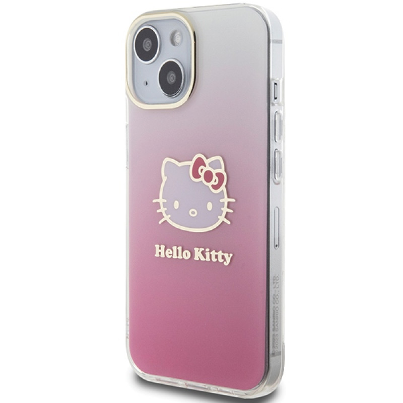 Hello Kitty HKHCP15SHDGKEP IML Gradient Electrop Kitty Head -kovakotelo Apple iPhone 15 6.1" -puhelimelle, pinkki