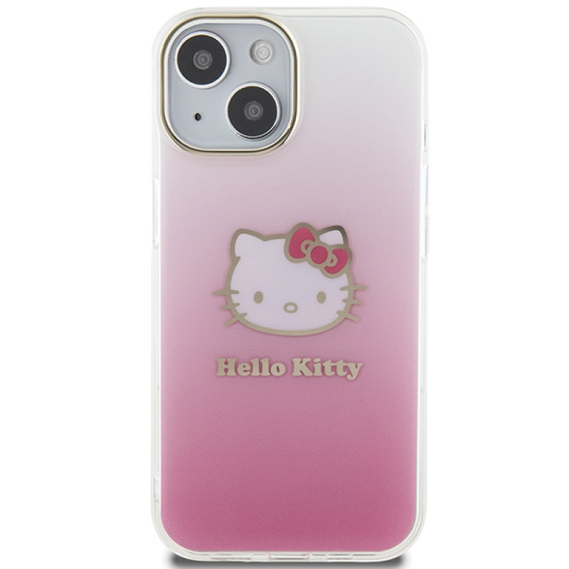 Hello Kitty HKHCP15SHDGKEP IML Gradient Electrop Kitty Head -kovakotelo Apple iPhone 15 6.1" -puhelimelle, pinkki