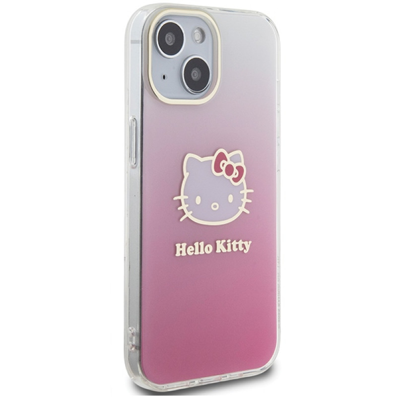 Hello Kitty HKHCP15SHDGKEP IML Gradient Electrop Kitty Head -kovakotelo Apple iPhone 15 6.1" -puhelimelle, pinkki