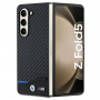 BMW BMHCZFD522NBCK Leather Carbon -kovakotelo Samsung Galaxy Z Fold5 -puhelimelle, musta