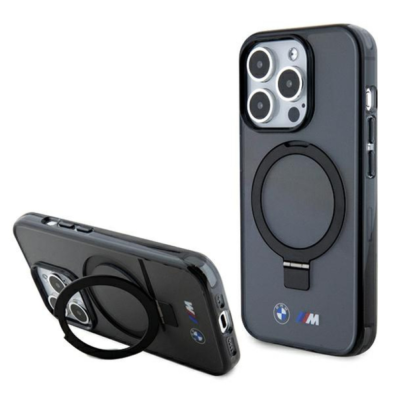 BMW BMHMP15LURSK Apple iPhone 15 Pro -kovakotelo Ring Stand M Collection MagSafe, musta