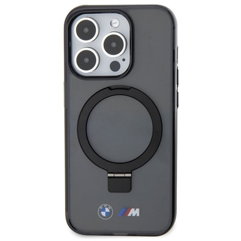 BMW BMHMP15LURSK Apple iPhone 15 Pro -kovakotelo Ring Stand M Collection MagSafe, musta