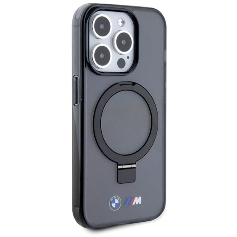 BMW BMHMP15LURSK Apple iPhone 15 Pro -kovakotelo Ring Stand M Collection MagSafe, musta