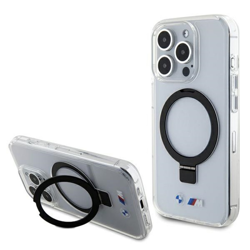 BMW BMHMP15LURST Apple iPhone 15 Pro -kovakotelo Ring Stand M Collection MagSafe, kirkas