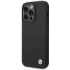 BMW BMHCP15LSILBK Apple iPhone 15 Pro -suojakotelo, silikonia ja metallilogo, musta