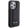 BMW BMHCP15LGSPCCK Apple iPhone 15 Pro -kovakotelo Grip Stand Smooth & Carbon, musta