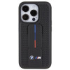 BMW BMHCP15LGSPPRK Apple iPhone 15 Pro -kovakotelo Grip Stand Smooth & Perforated, musta