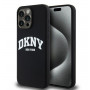 DKNY Apple iPhone 15 Pro Max -kovakuori Liquid Silicone White Printed Logo MagSafe, musta