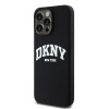 DKNY Apple iPhone 15 Pro Max -kovakuori Liquid Silicone White Printed Logo MagSafe, musta